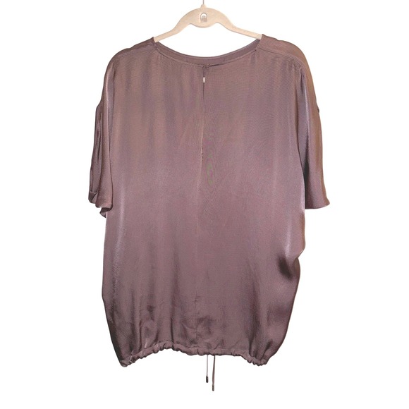 Reiss Maggie sz 8 Hammered Satin Top Mauve Taupe Drawstring Oversized - Picture 5 of 9